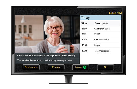 24 inch touch and voice device for senior entertainment and caring